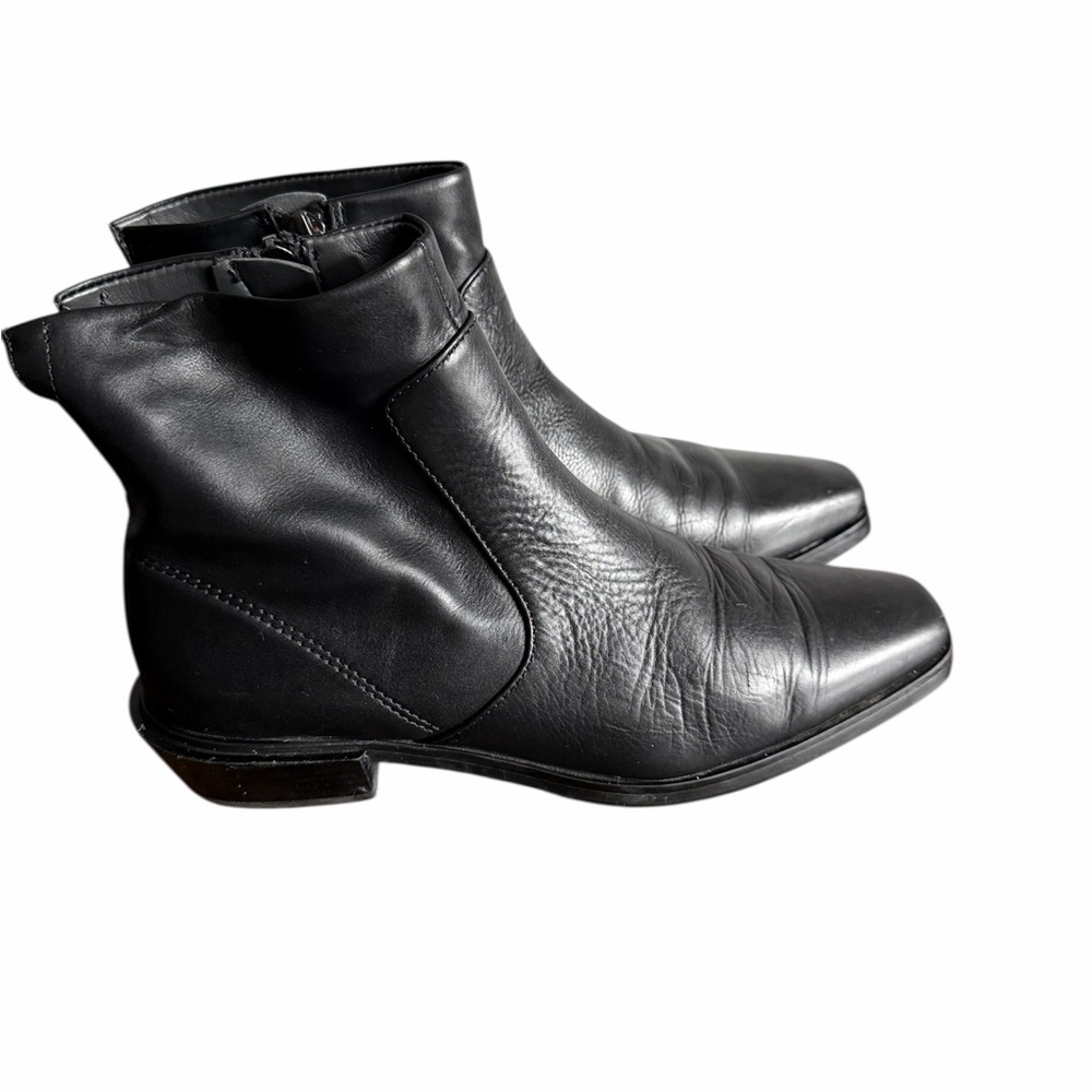 Ariat Black Leather Zip Ankle Boots- Made in Italy